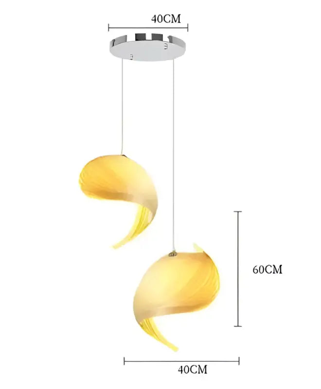 Suspension bois sculptural en forme torsadée élégante lumineuse