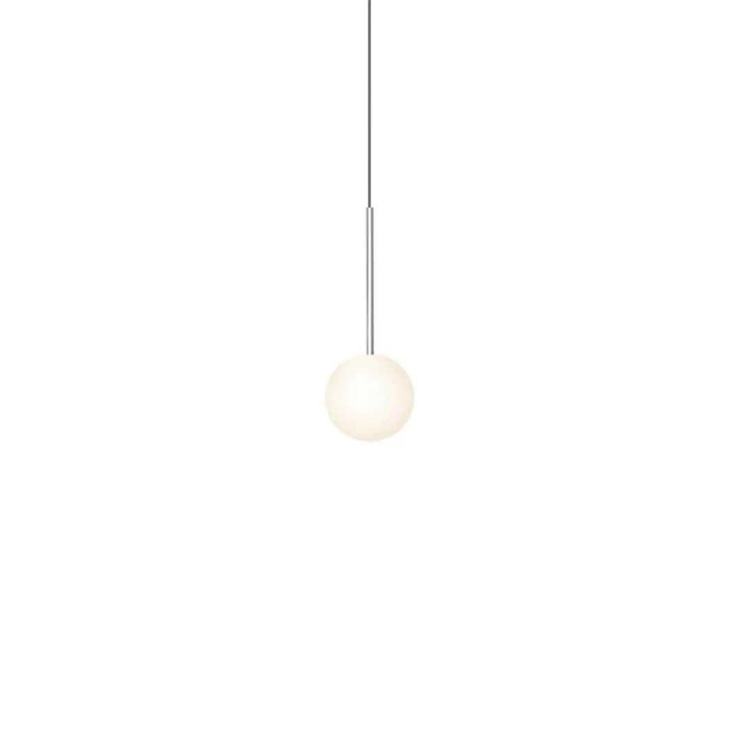 Suspension Bola Sphere chromée, globe en verre opale de 13 cm
