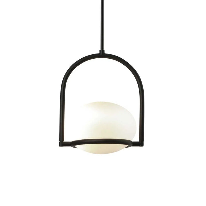Suspension Coco un globe blanc et monture noire #couleur_noir