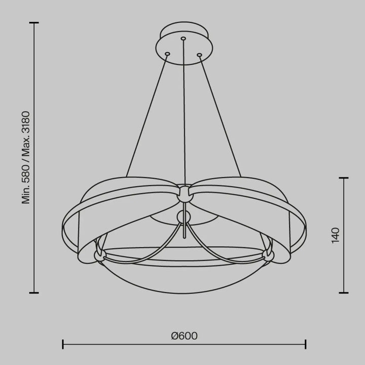 Suspension luminaire breeze anneau en acrylique texturé avec anneaux concentriques moderne au-dessus d’une table