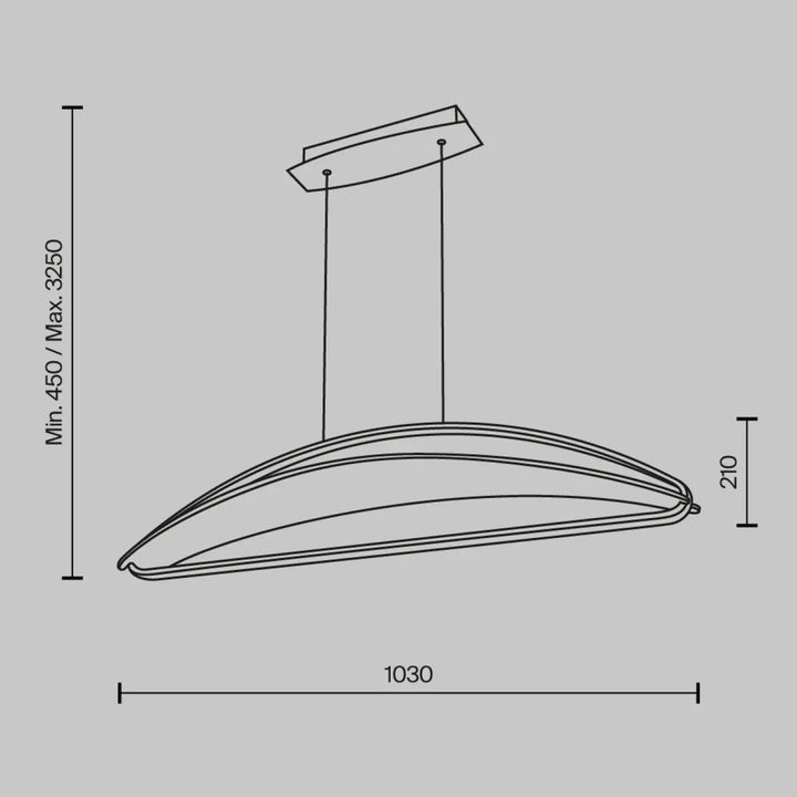 Suspension luminaire breeze linéaire avec cadre métallique fin et design courbe moderne pour éclairer d’une table