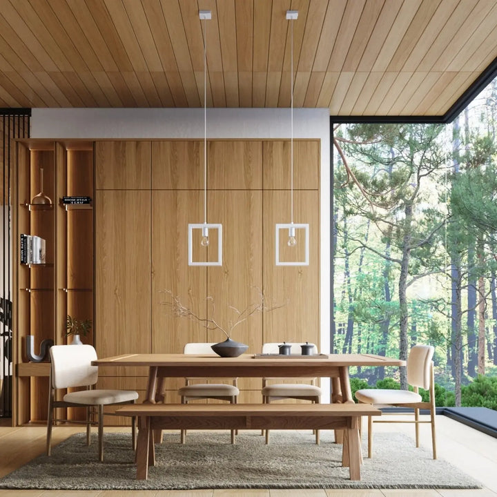 Suspension blanc au-dessus d'une table