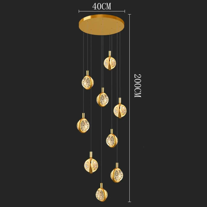 Suspension Cascade Dorée à Disques Cristal Design Luxueux

