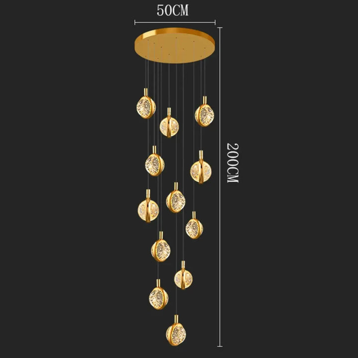 Suspension Cascade Dorée à Disques Cristal Design Luxueux

