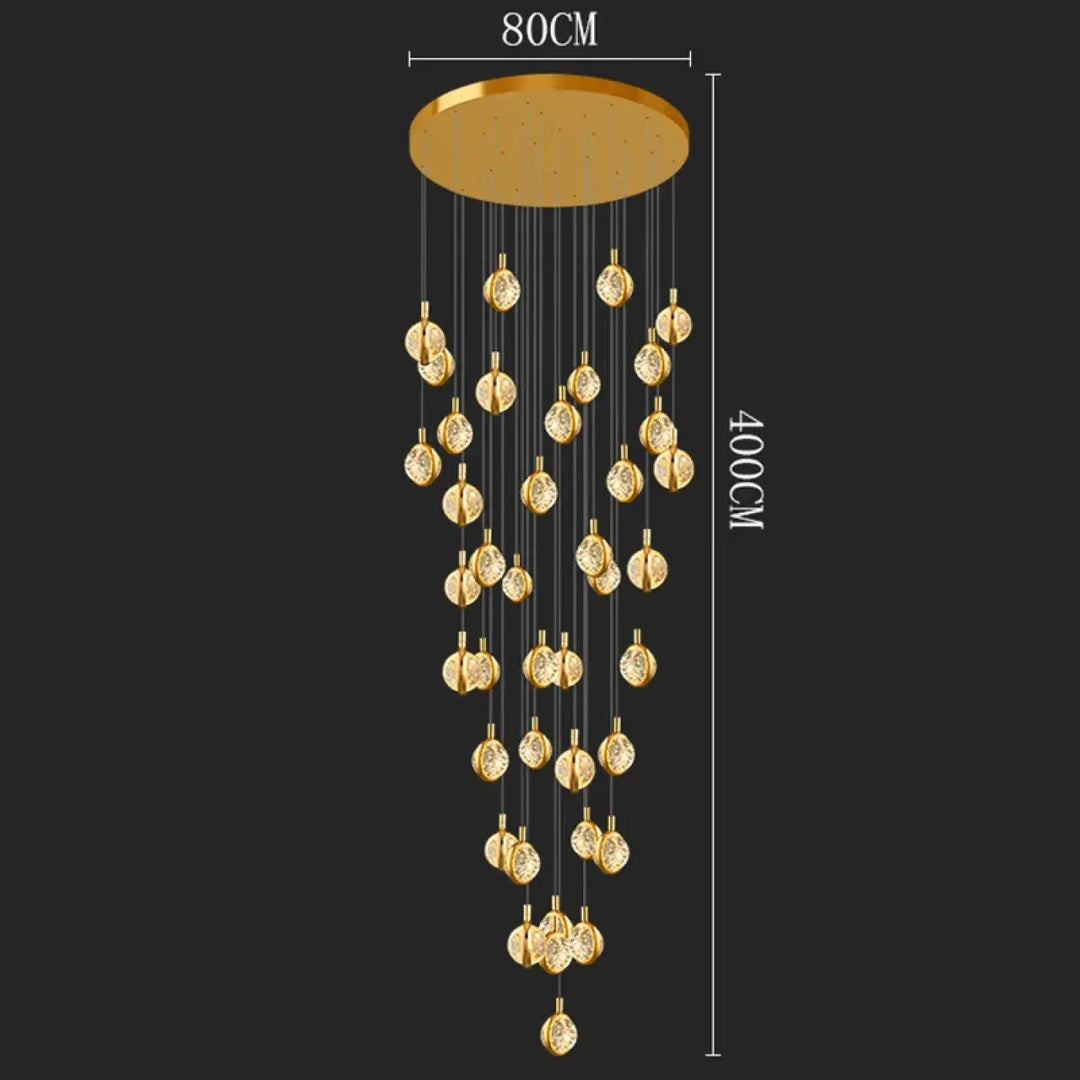Suspension Cascade Dorée à Disques Cristal Design Luxueux

