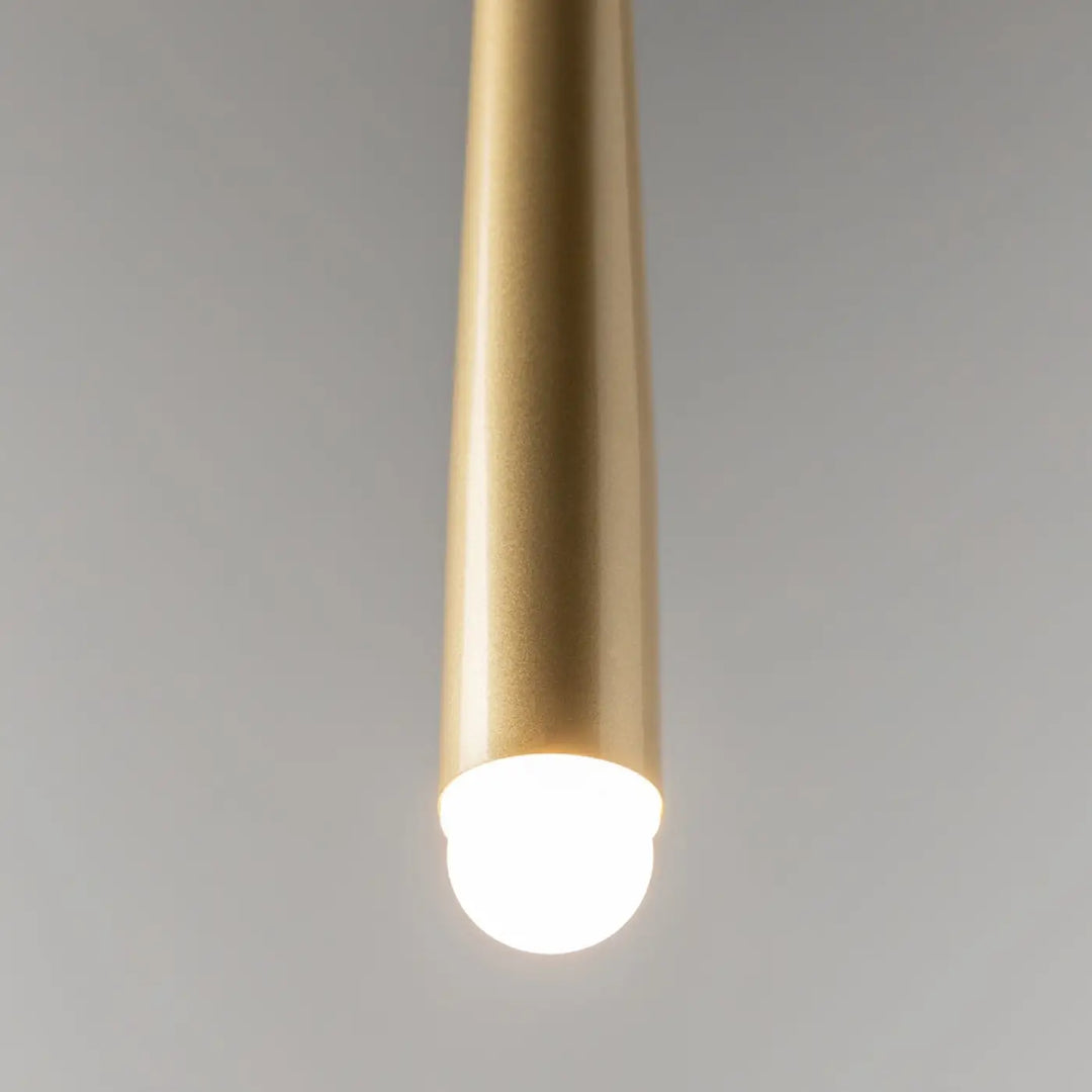 Suspension luminaire cascade conique en laiton avec led intégrée pour éclairage chaleureux d’une table ou cage d’escalier