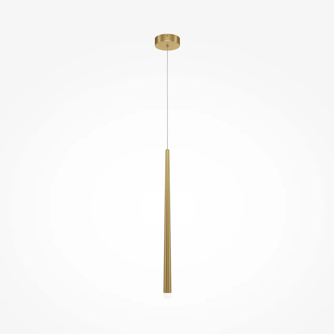 Suspension luminaire cascade conique en laiton minimaliste cylindrique avec led intégrée idéale pour cage d’escalier