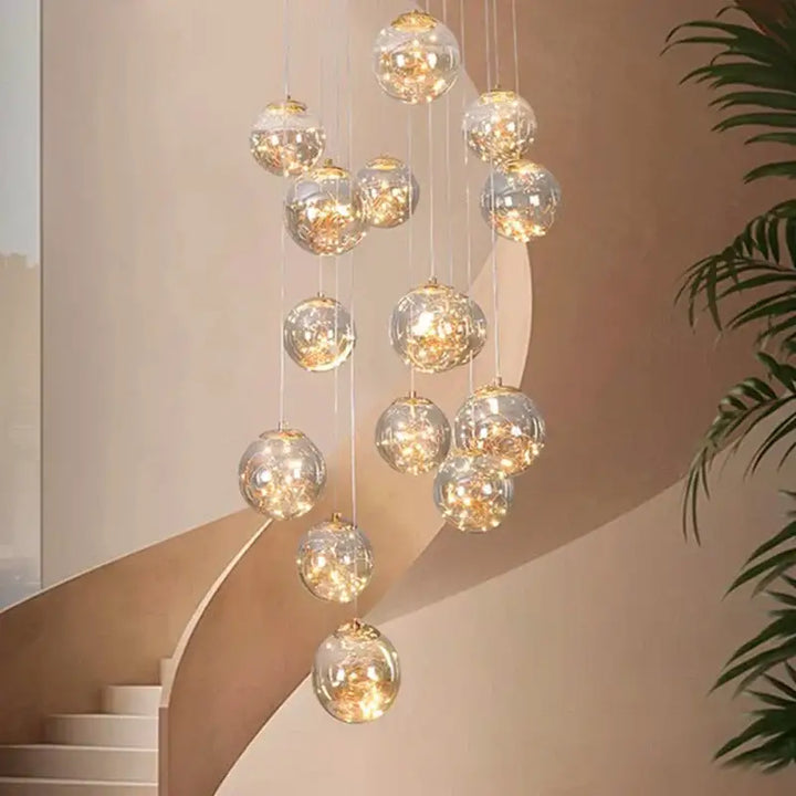 Suspension Cascade Moderne Boules Cristal Ambiance Chic