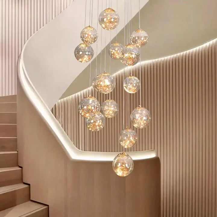 Suspension Cascade Moderne Boules Cristal Ambiance Chic