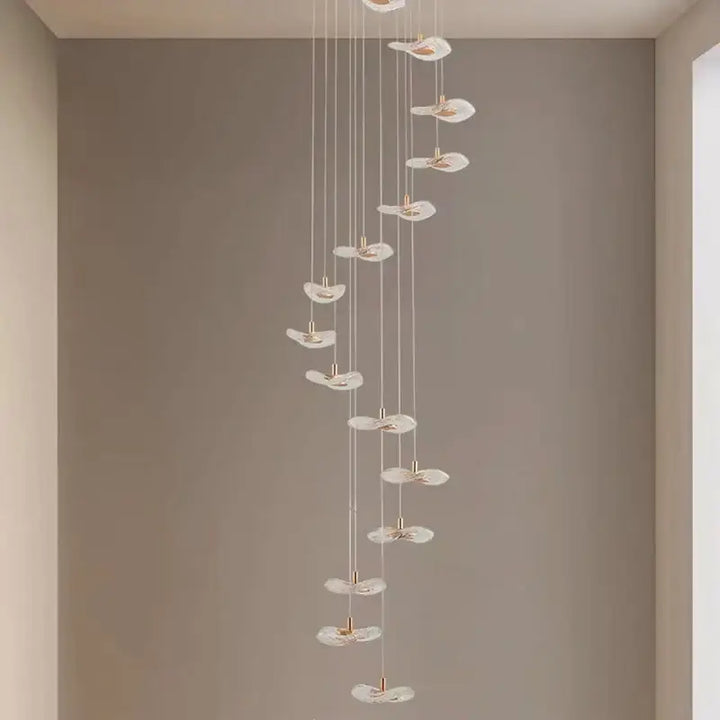 Suspension Cascade Moderne Disques Lumineux Pour Escalier

