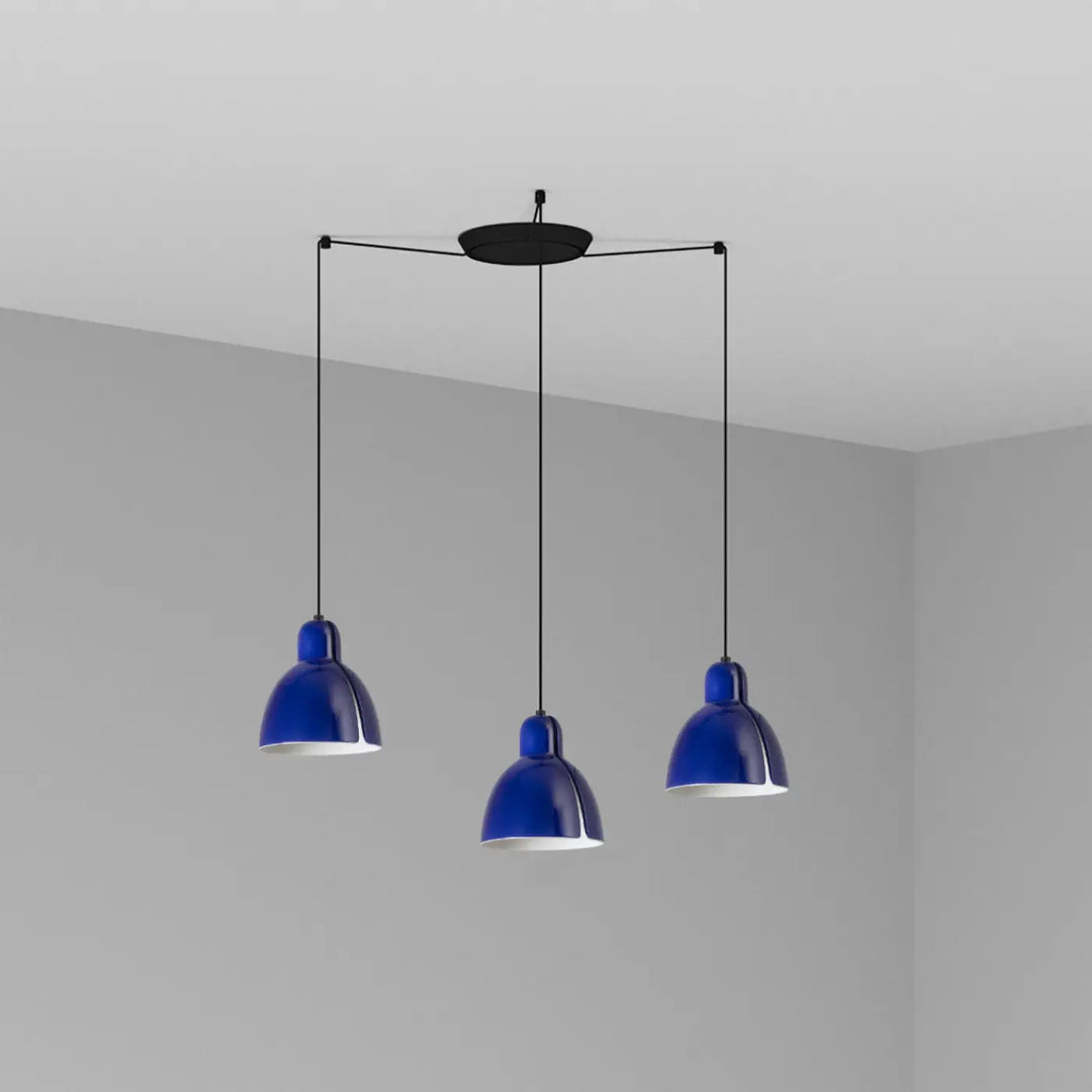 Suspension Venice 3 lumières bleu cobalt de Faro Barcelona