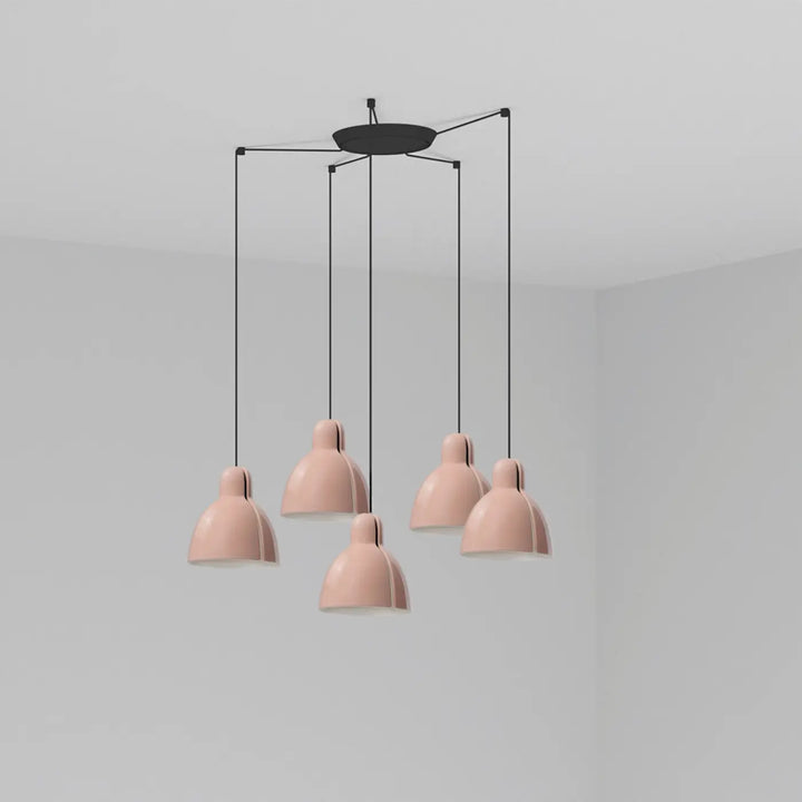 Suspension Venice 5 lumières rose de Faro Barcelona
