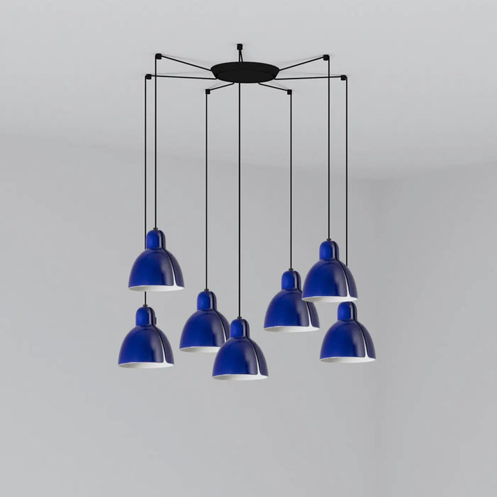 Suspension Venice 7 lumières bleu cobalt de Faro Barcelona