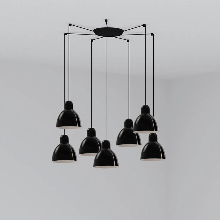 Suspension Venice 7 lumières noire de Faro Barcelona