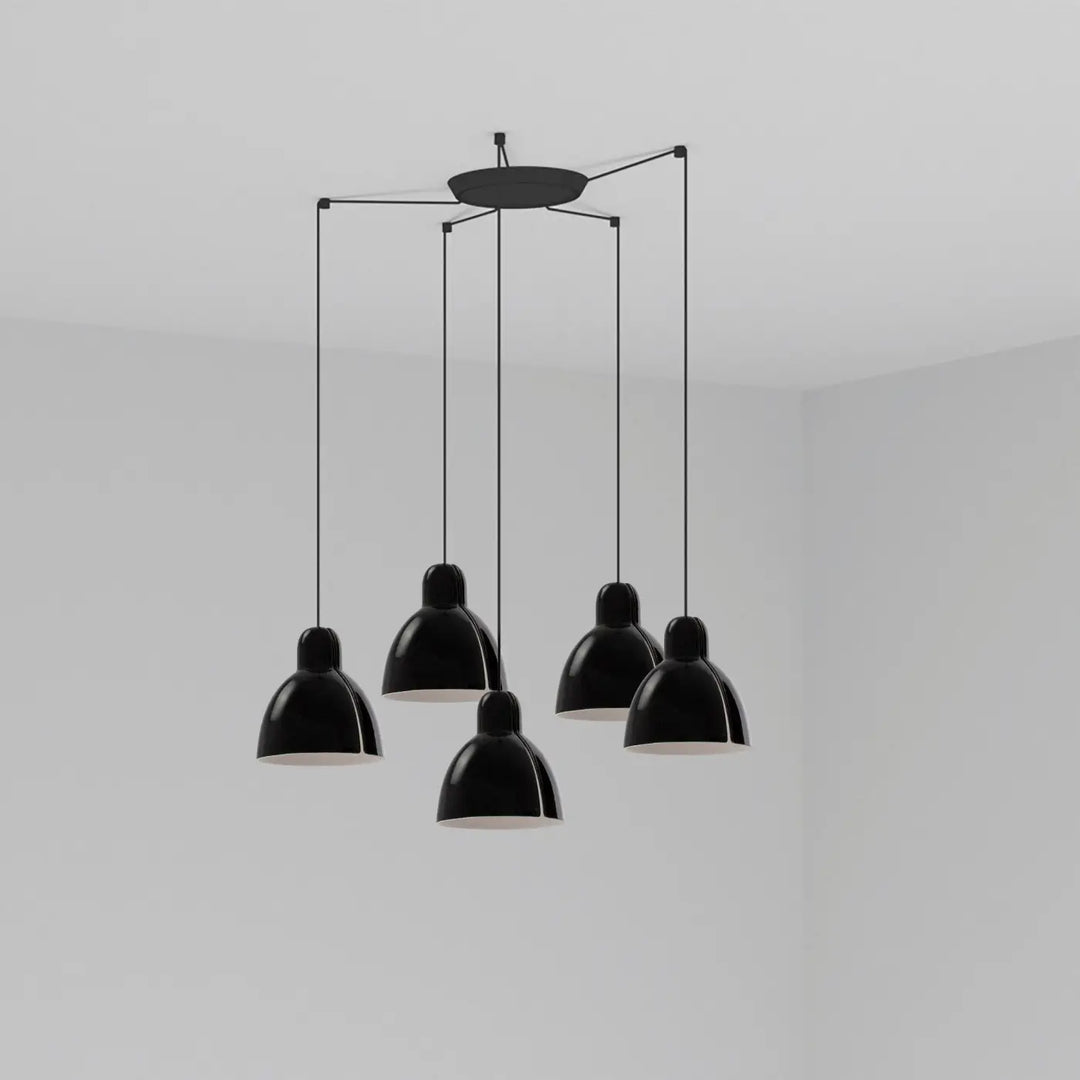 Suspension Venice 5 lumières noire de Faro Barcelona