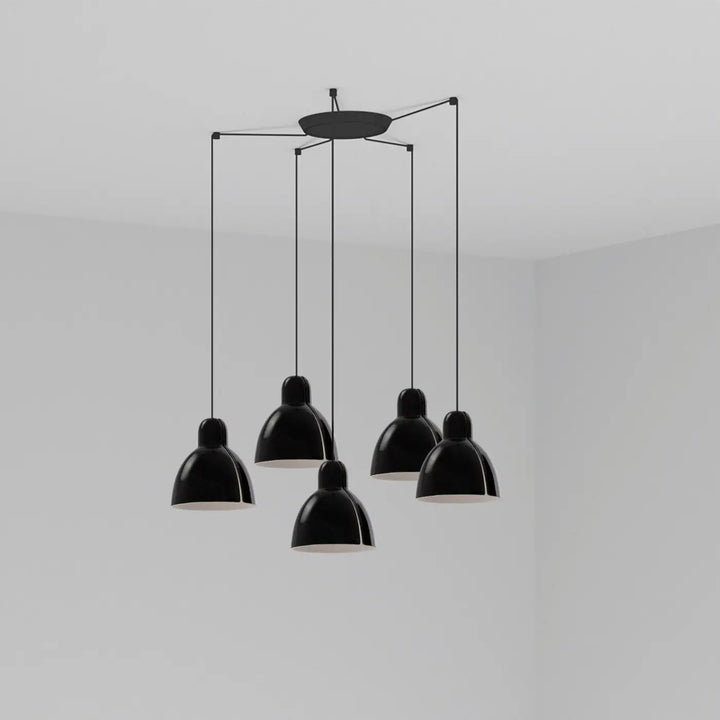 Suspension Venice 5 lumières noire de Faro Barcelona