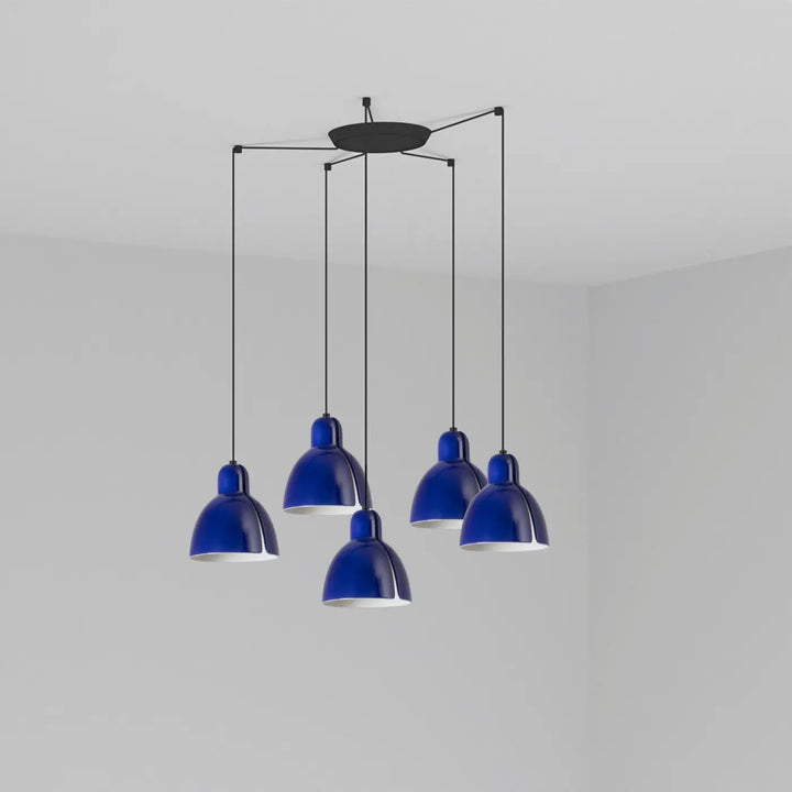 Suspension Venice 5 lumières bleu cobalt de Faro Barcelona