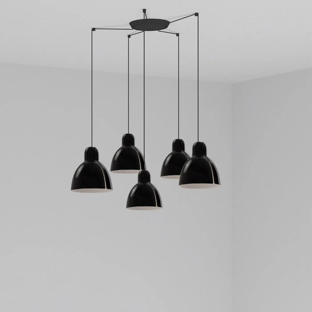 Suspension Venice 200 noire 5 lumières de Faro Barcelona
