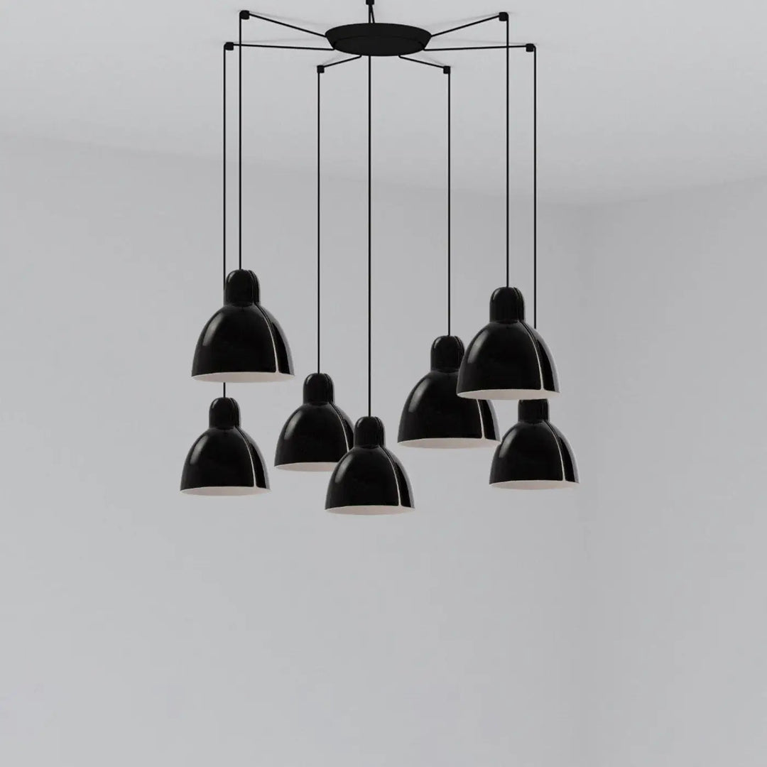 Suspension Venice 200 noire 7 lumières de Faro Barcelona