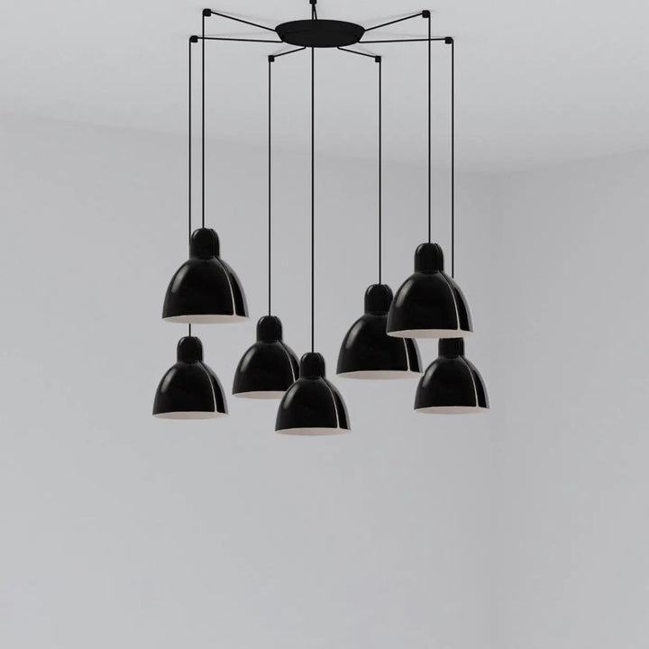 Suspension Venice 200 noire 7 lumières de Faro Barcelona