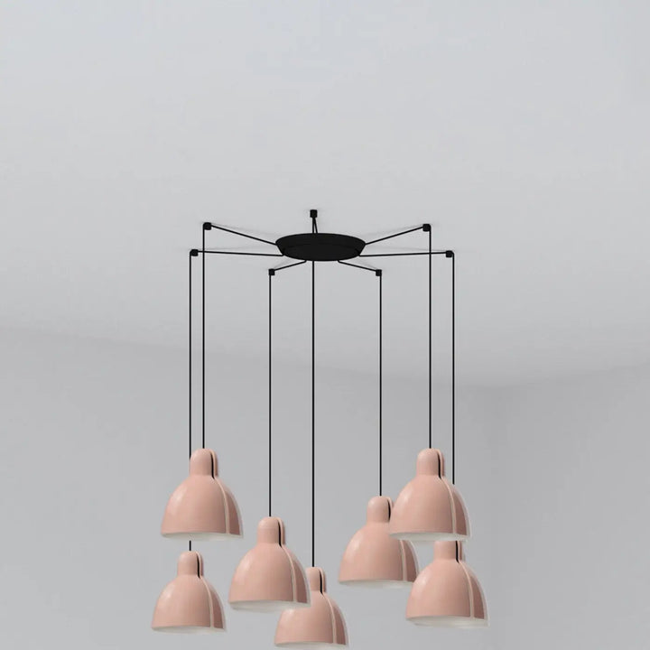 Suspension Venice 200 rose 7 lumières de Faro Barcelona