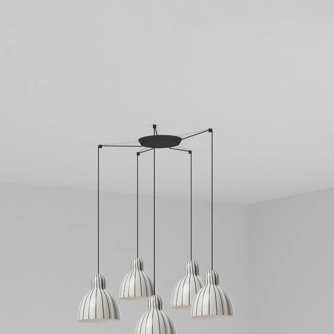 Suspension Venice 200 à rayures 5 lumières de Faro Barcelona