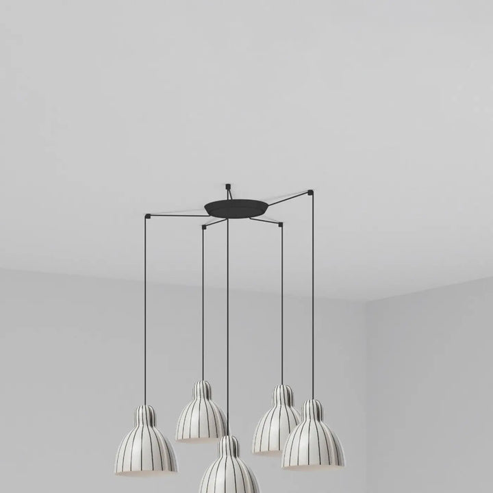 Suspension Venice 200 à rayures 5 lumières de Faro Barcelona