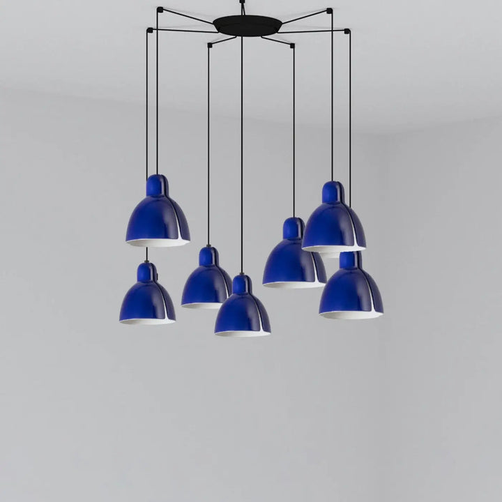 Suspension Venice 200 bleu cobalt 7 lumières de Faro Barcelona