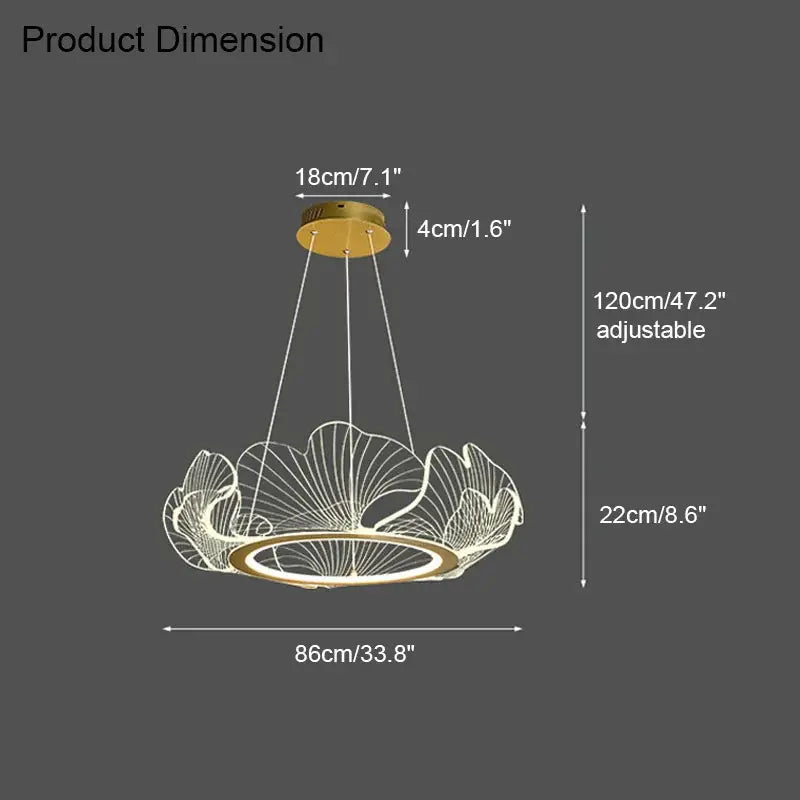 Suspension cercle avec feuilles sculptées style doré élégant