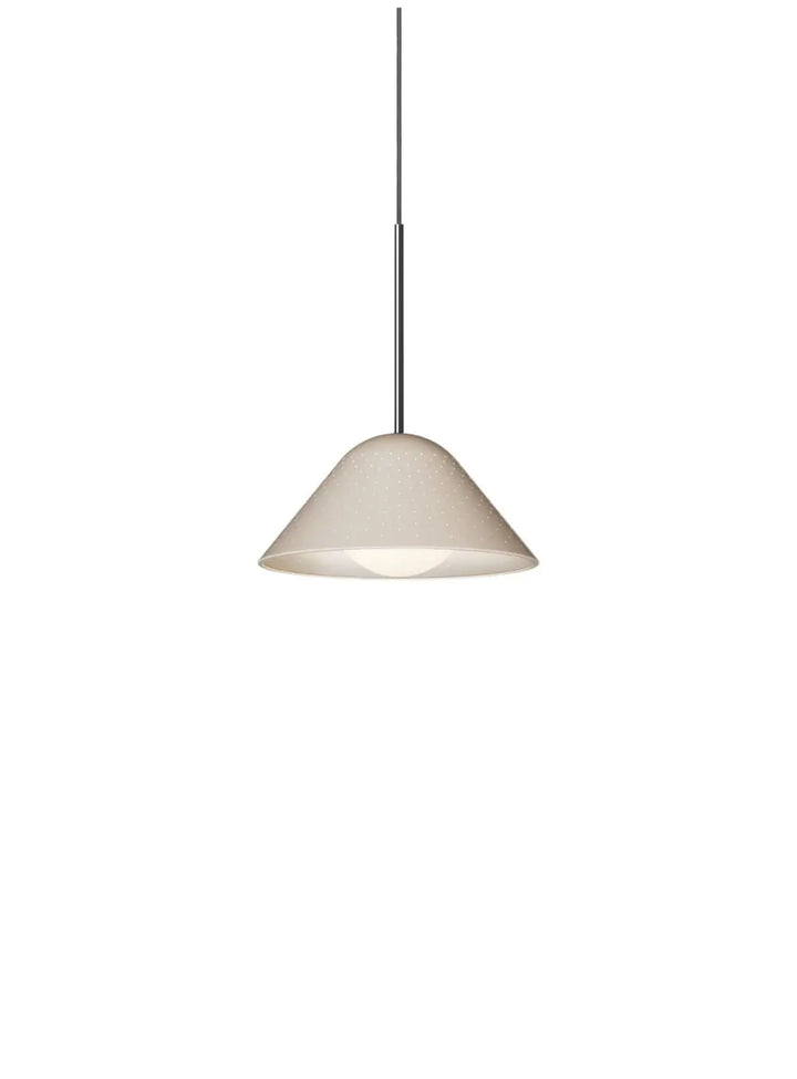 Suspension Bola Bell beige à tige chromée, taille petite