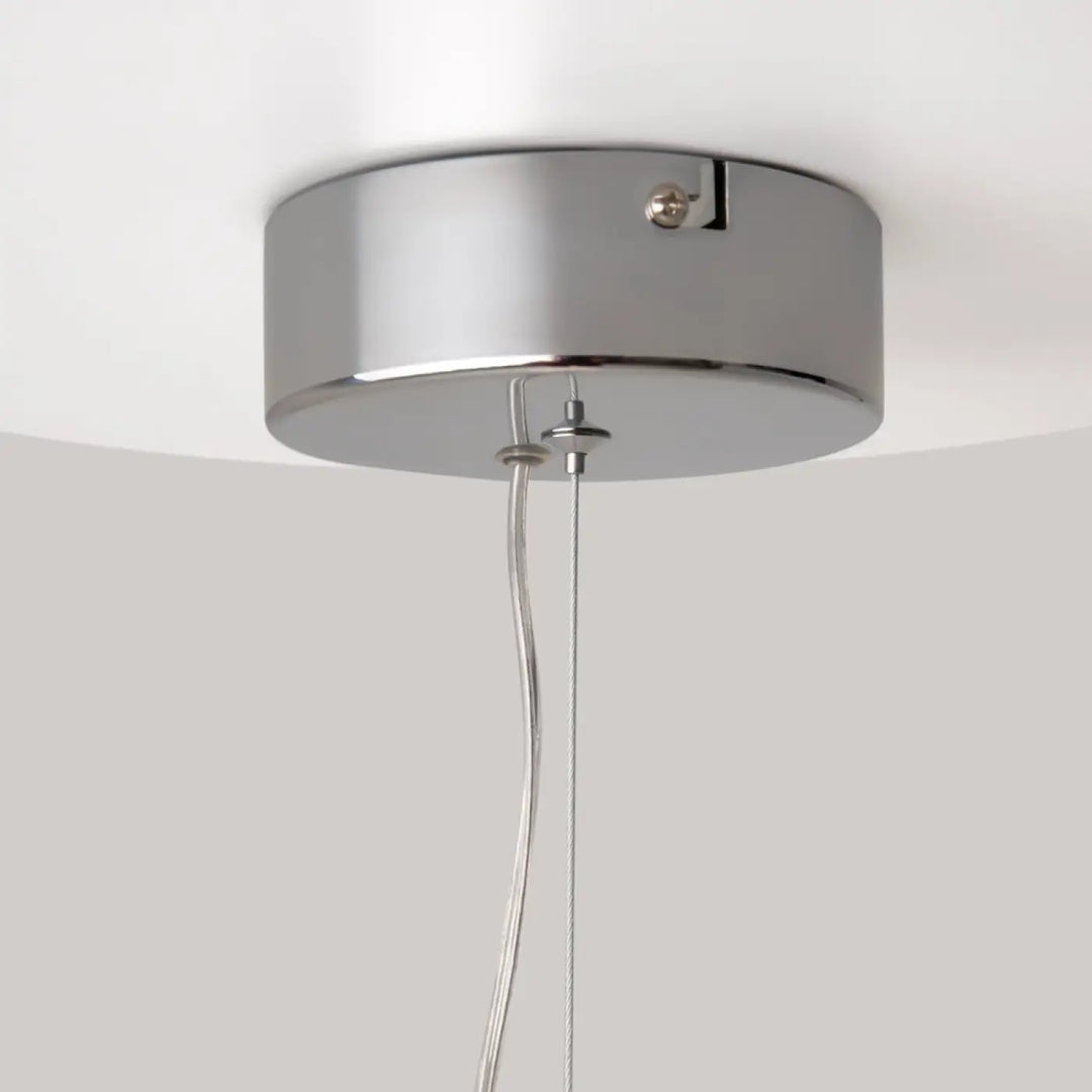 Suspension collar finition chrome métal doré avec cinq diffuseurs ronds et câbles visibles pour plafond