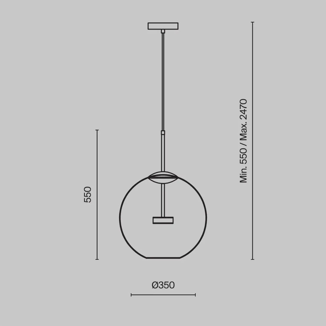 Suspension cometa en verre soufflé avec tige métallique élégante et globe en verre pour éclairer au-dessus d’une table