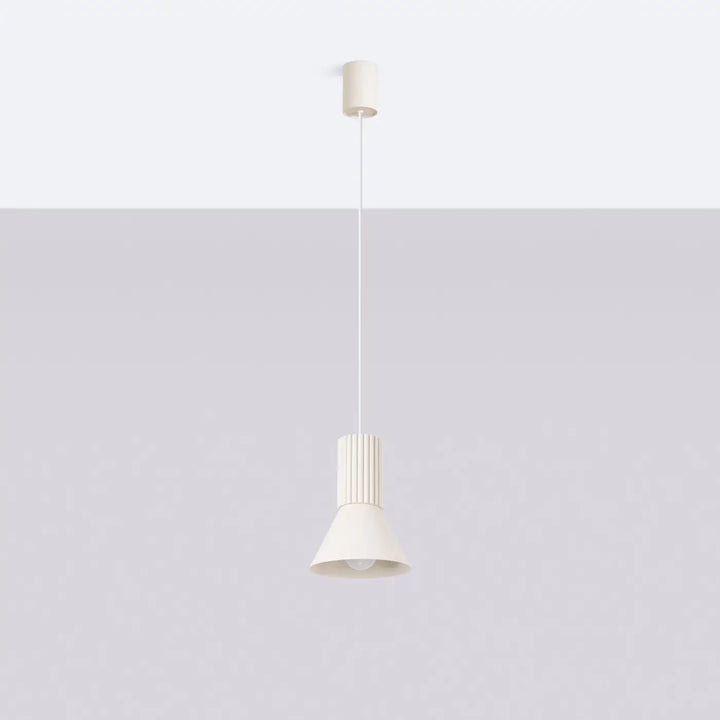 Suspension Estria beige à cône cannelé, éteinte