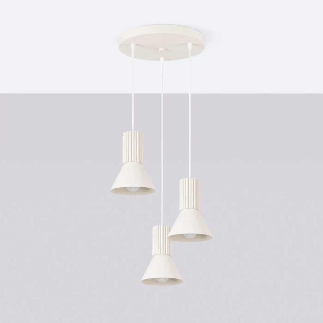 Suspension Estria beige à cône cannelé, éteinte