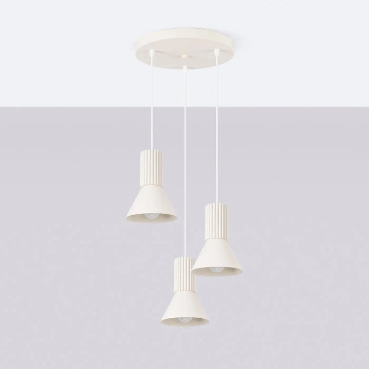 Suspension Estria beige à cône cannelé, éteinte