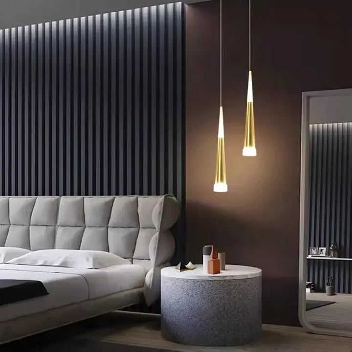 Suspension cône minimaliste pour chambre moderne élégante

