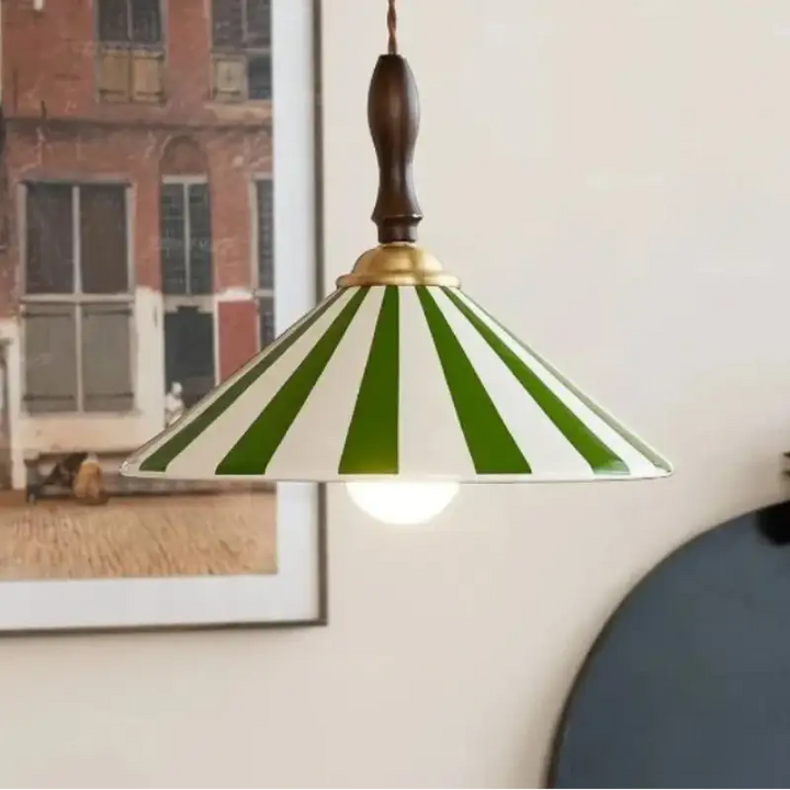 Suspension conique rayures décor moderne contemporain