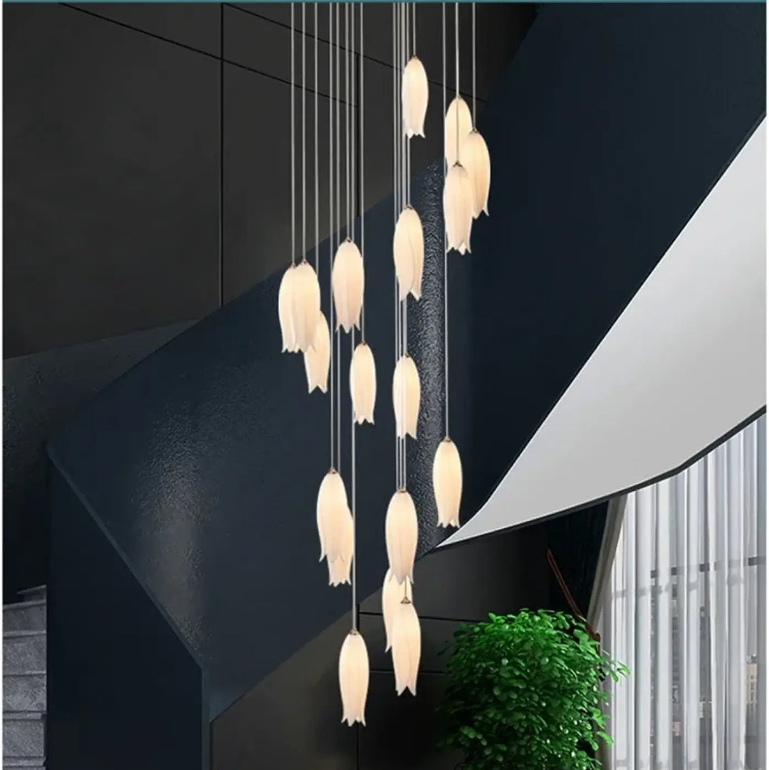 Suspension contemporaine en céramique blanc ambiance chic