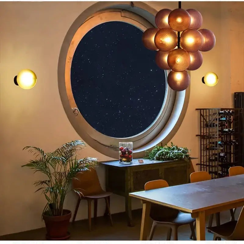 Suspension contemporaine grappe de boules en verre