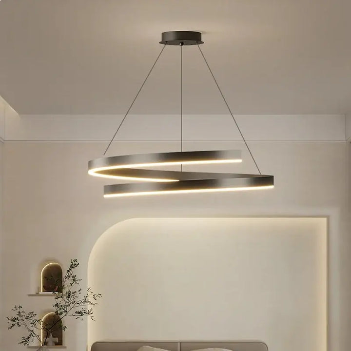 Suspension Contemporaine LED Anneaux Lumineux Élégants

