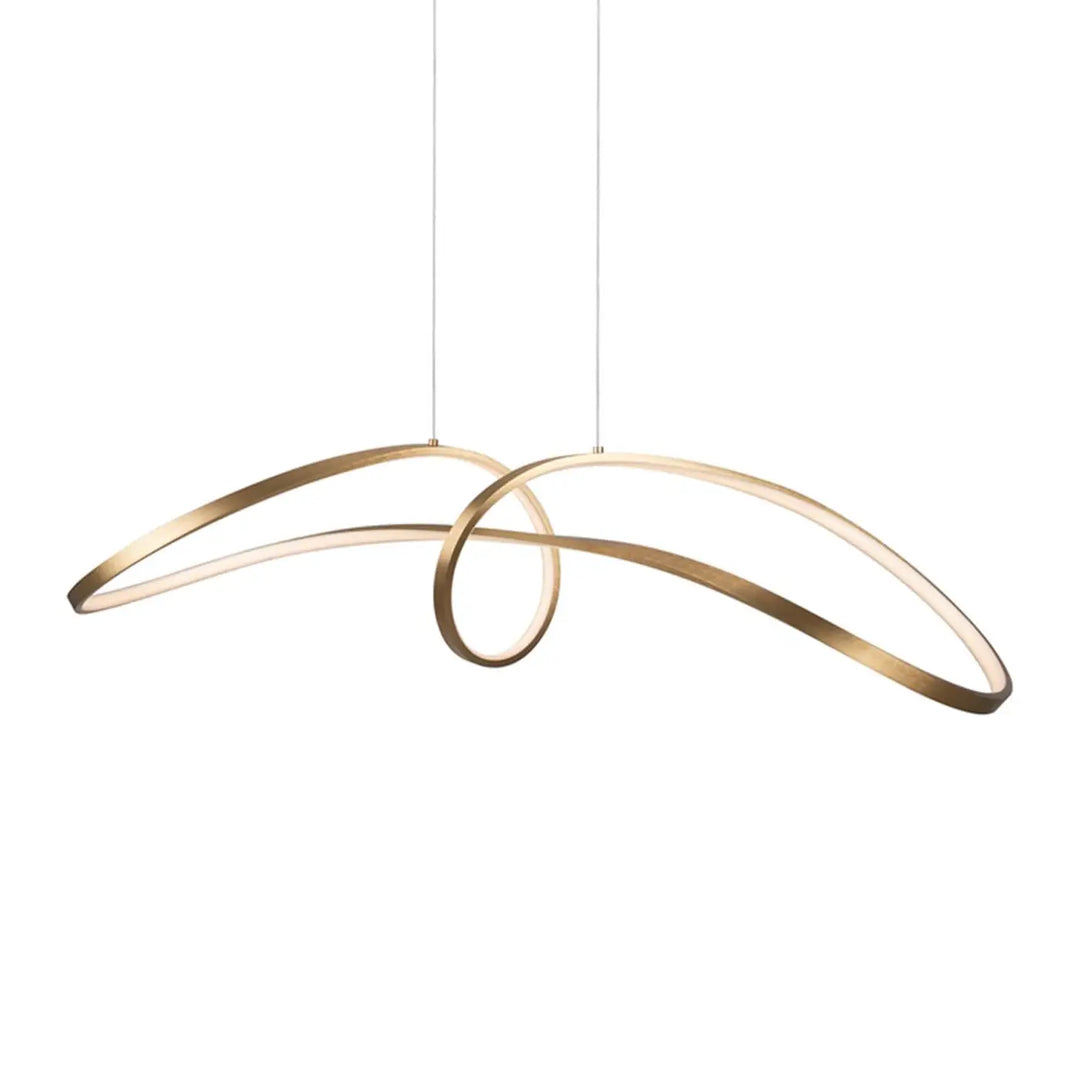 Suspension luminaire curve en aluminium noir avec design nœud infini en led doré moderne et cercles entrelacés