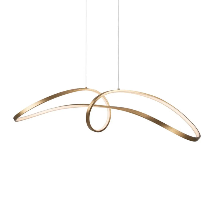 Suspension luminaire curve en aluminium noir avec design nœud infini en led doré moderne et cercles entrelacés