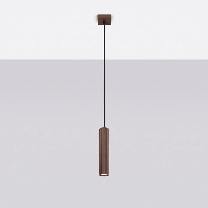 Suspension Luminaire marron éteinte, vue rapprochée