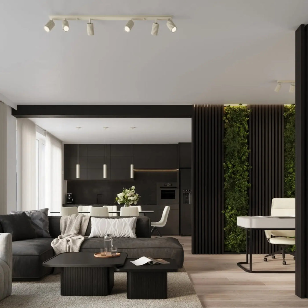 Suspension Luminaire beige dans un intérieur contemporain