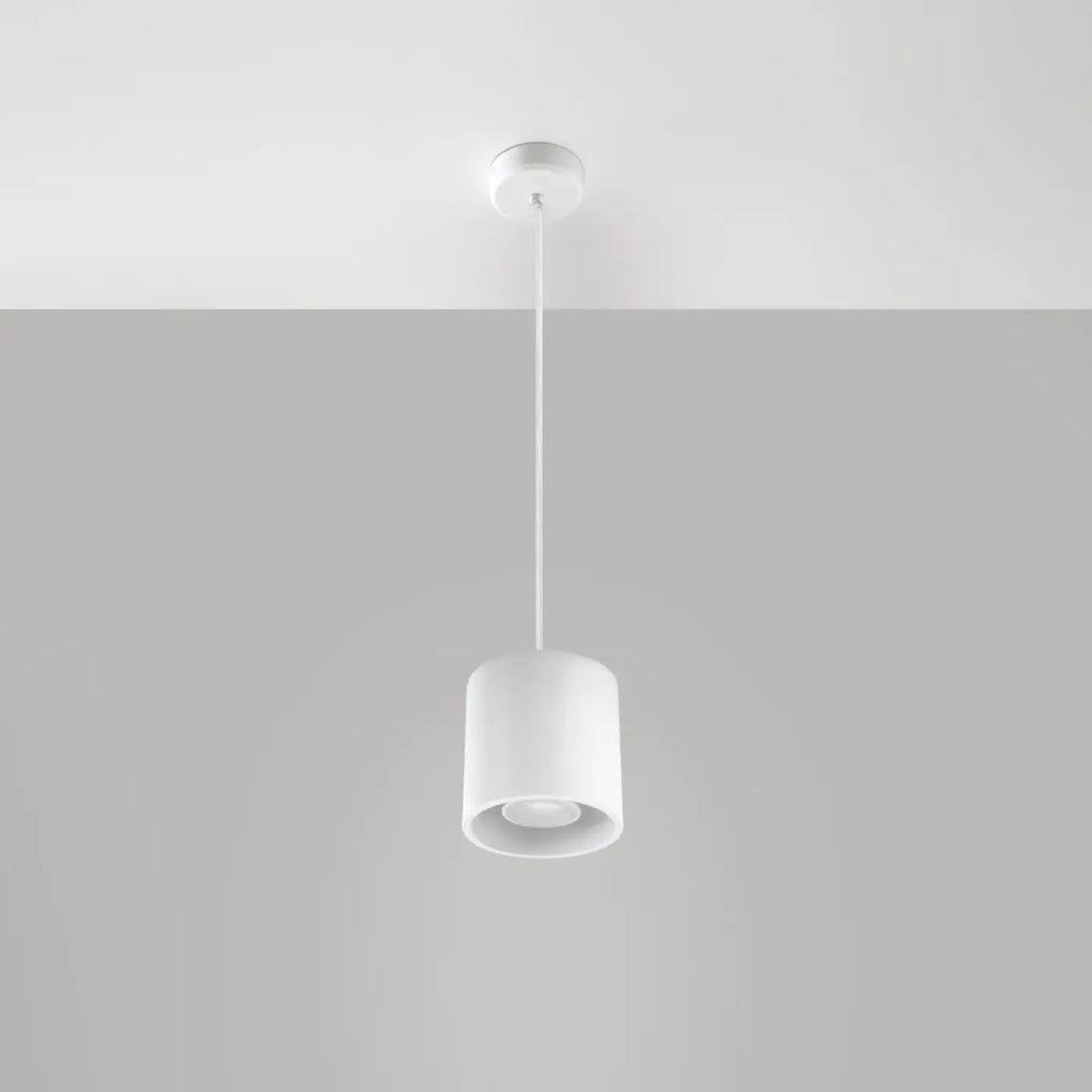 Suspension Orbis blanche à cylindre en aluminium, éteinte