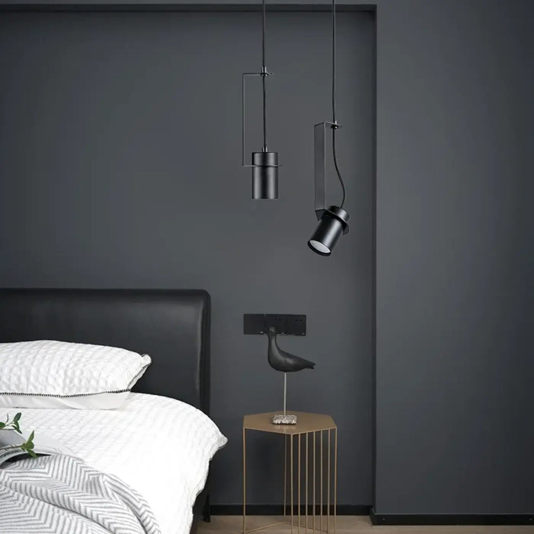 Suspension cylindrique noire minimaliste moderne chic