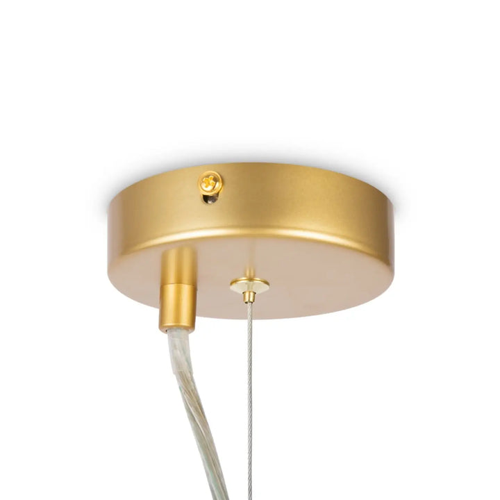 Fixation de plafond circulaire finition or avec vis centrale et câble suspendu pour suspension dallas compacte