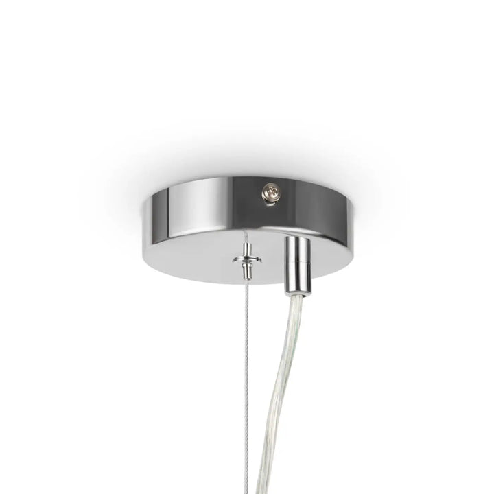 Suspension dallas compacte avec base circulaire chrome et câble transparent pour éclairage plafond moderne