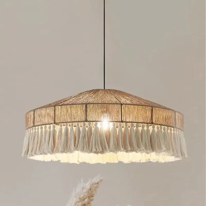 Suspension en corde style bohème moderne beige chic