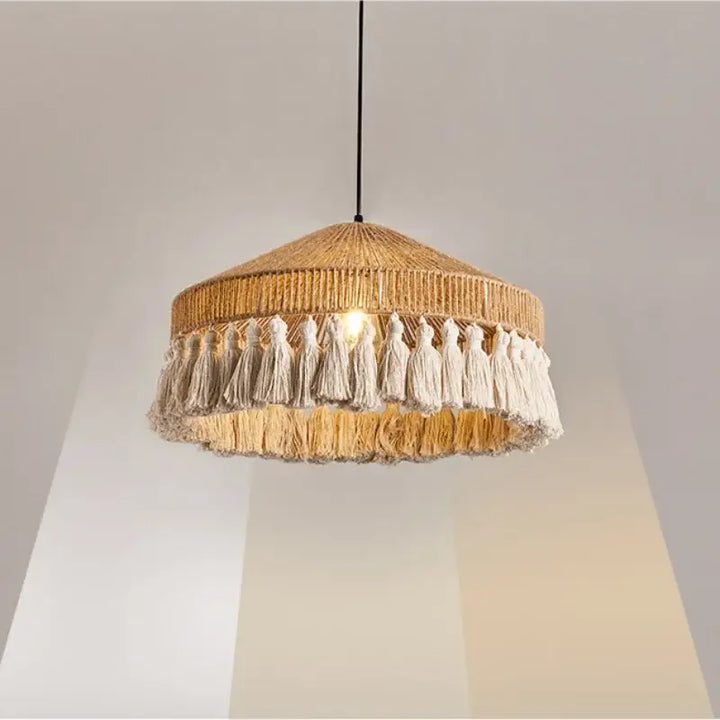 Suspension en corde style bohème moderne beige chic